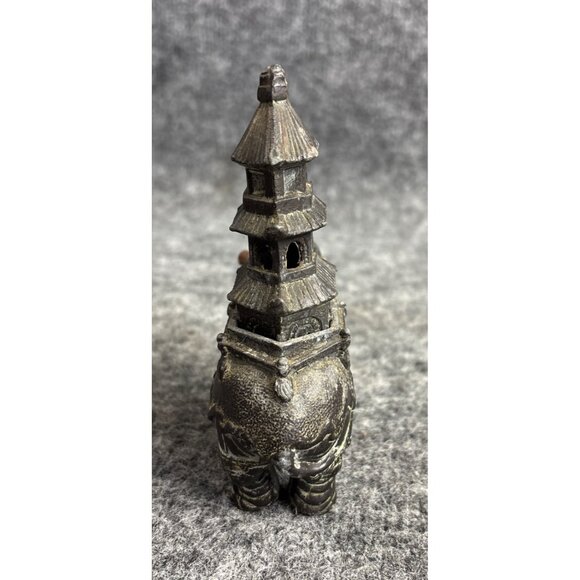 Vtg Elephant Figurine With Pagoda Holder/Lid 7in Tall Incense - Picture 7 of 7